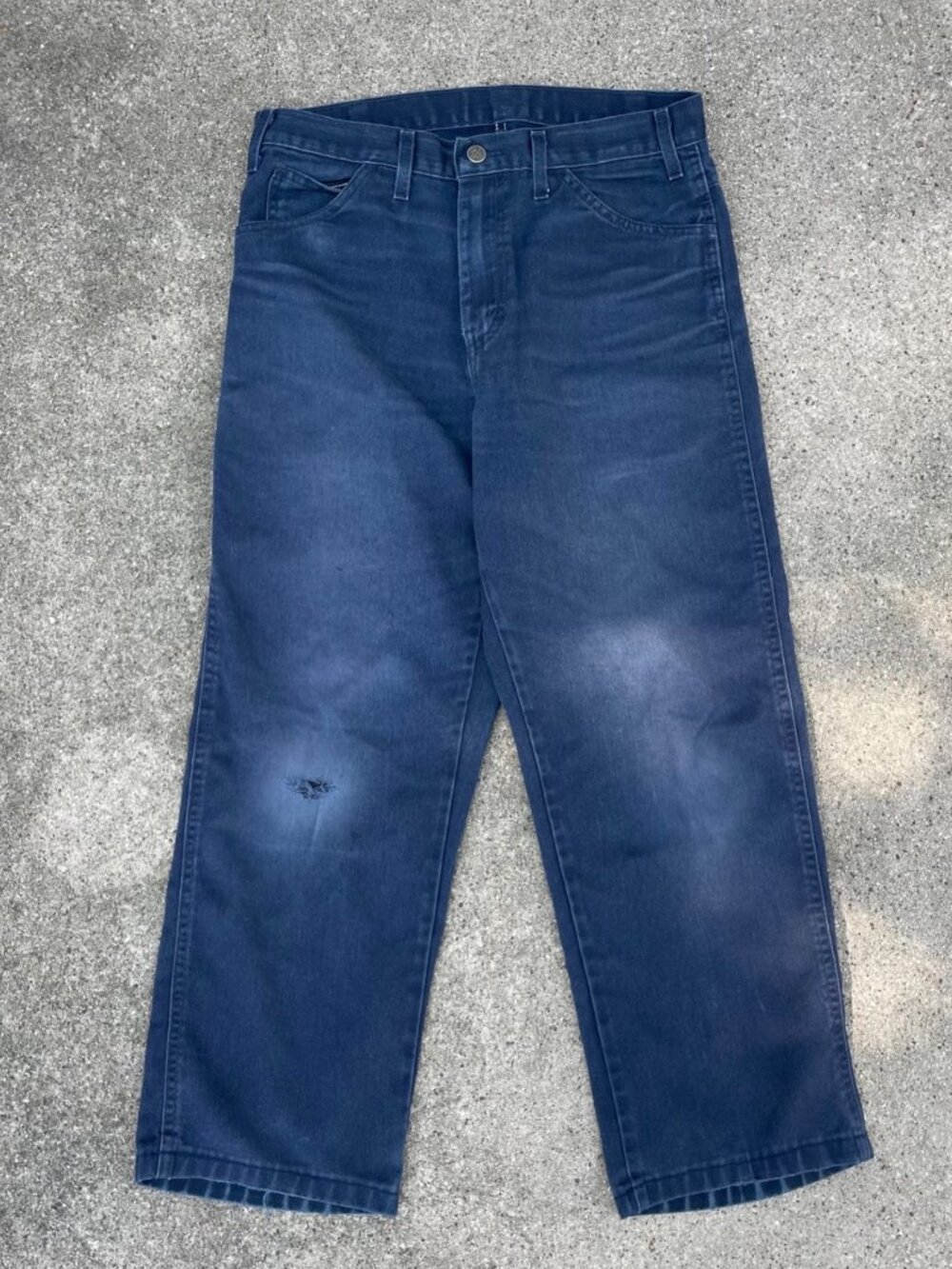 Vintage Dickies Workwear Jeans Straight Leg Mens 33x26 Relaxed Baggy Cropped